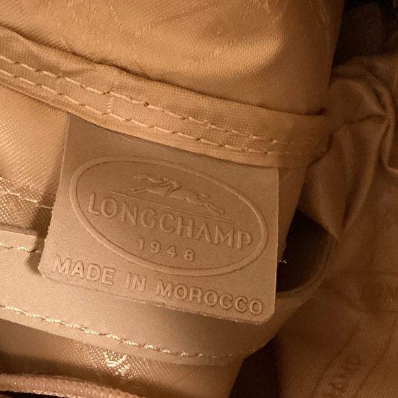 Longchamp Pebbled Leather Tote Bag w/ Matching Zip Pouch | Tan Camel - Picture 10 of 13